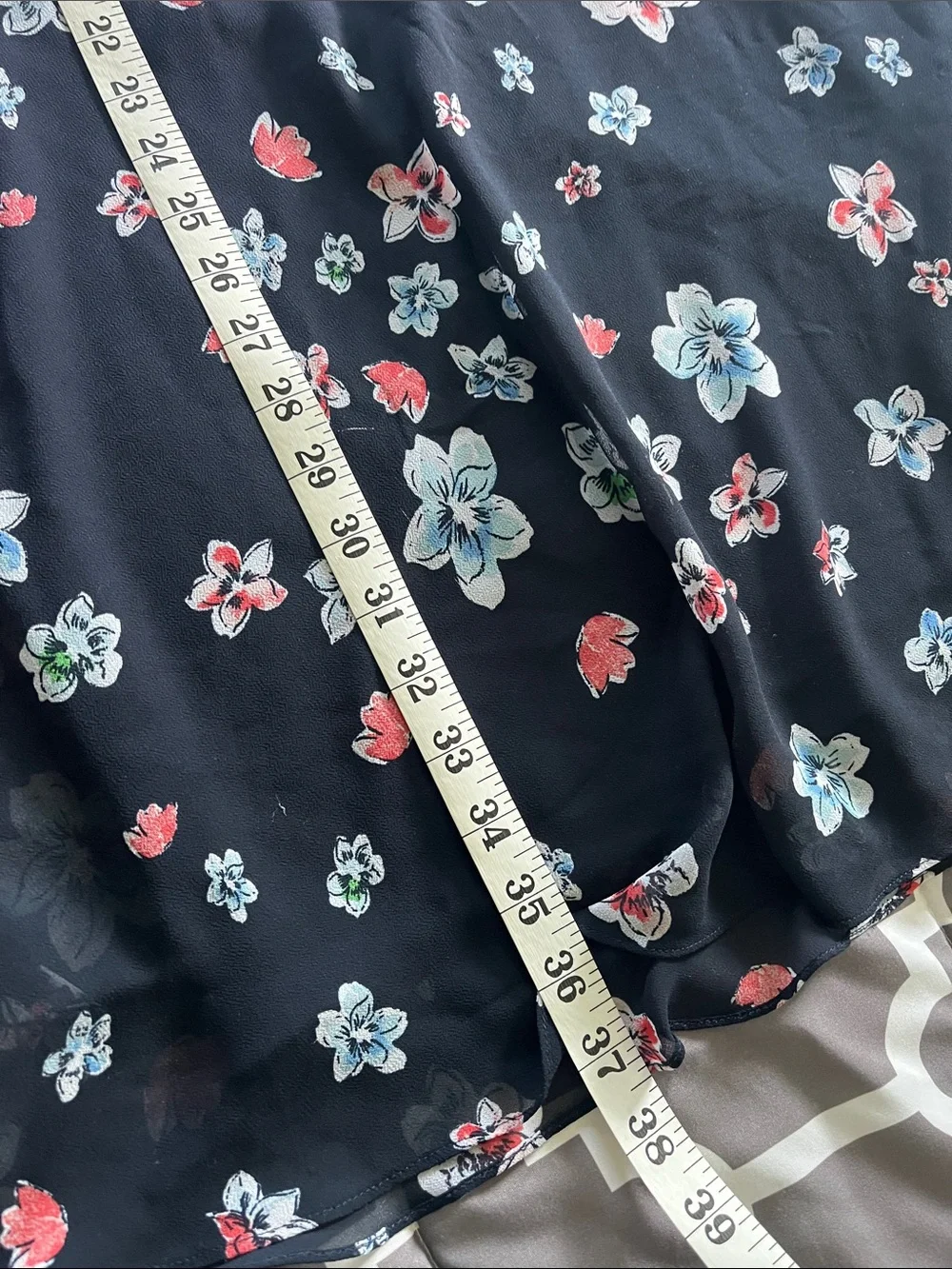 Ann Taylor Black Maxi Skirt with Pink and Light Blue Floral Print